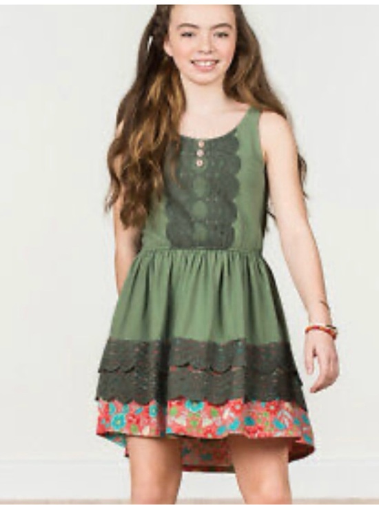 Matilda Jane Other - Matilda Jane Peaceful Plains Green Lace Tank Dress Pockets Girls Size 10 Youth